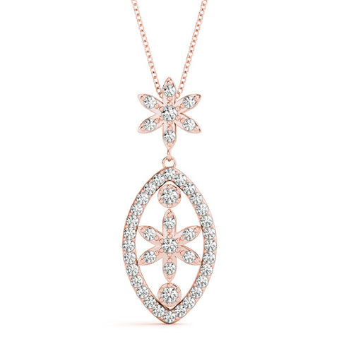 Rose gold Pavé Marquise Pendant with Floral Prong Setting