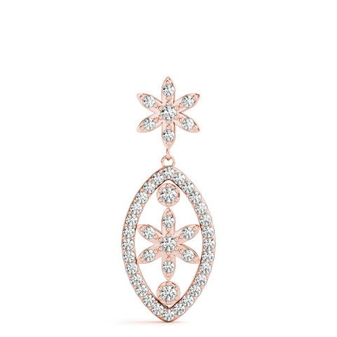 Rose gold Pavé Marquise Pendant with Floral Prong Setting