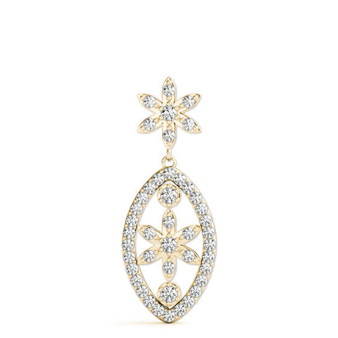 Yellow gold Pavé Marquise Pendant with Floral Prong Setting