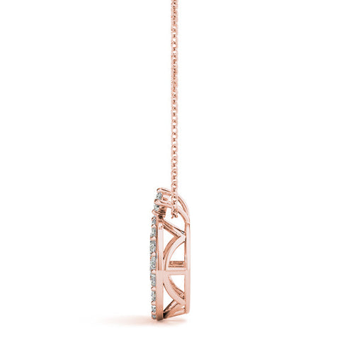 Rose gold Round Halo Pavé Diamond Pendant with Four-Prong Setting