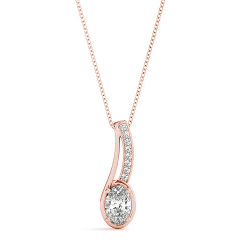 Rose gold Oval Diamond Bezel-Set Pendant