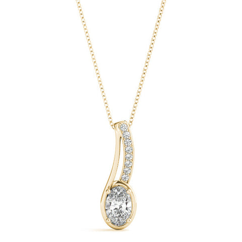 Yellow gold Oval Diamond Bezel-Set Pendant