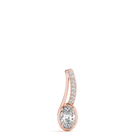 Rose gold Oval Diamond Bezel-Set Pendant