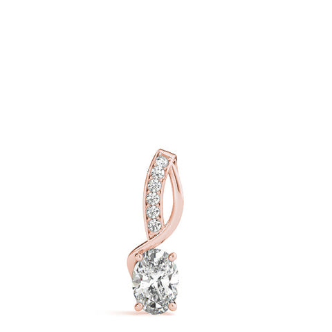Rose gold Pavé Oval Solitaire Prong Pendant