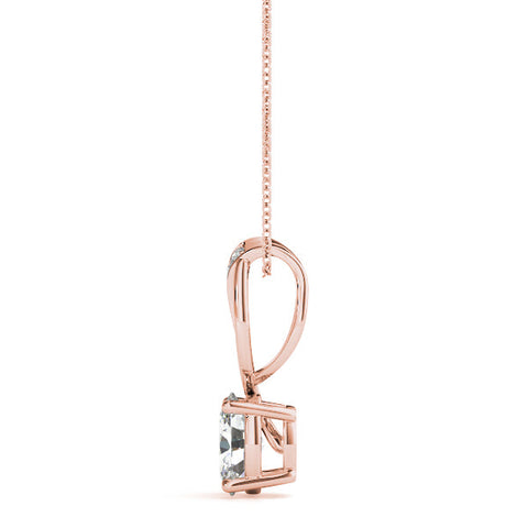 Rose gold Pavé Oval Solitaire Prong Pendant