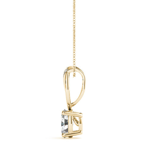 Yellow gold Pavé Oval Solitaire Prong Pendant
