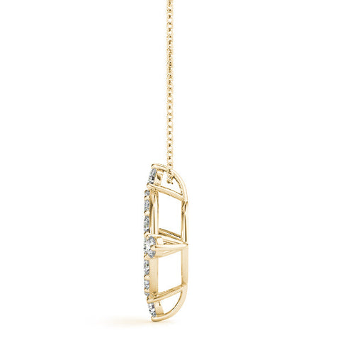 Yellow gold Round Diamond Halo Pendant with Four-Prong Setting