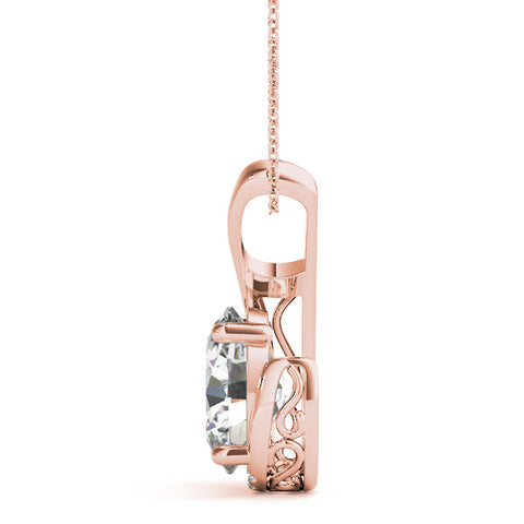 Rose gold Round Diamond Swirl Pendant with Prong Setting
