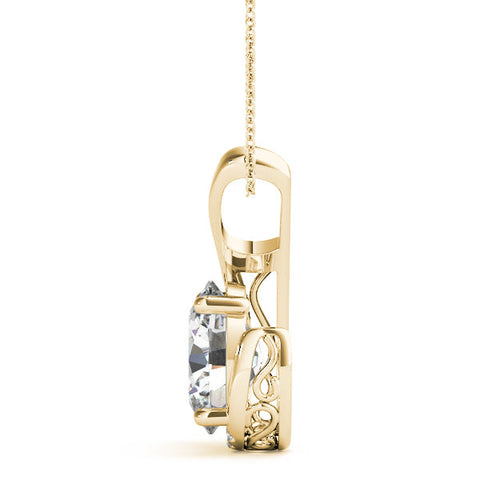 Yellow gold Round Diamond Swirl Pendant with Prong Setting