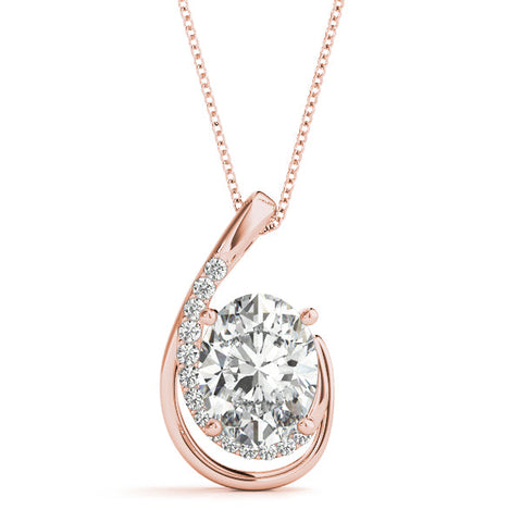 Rose gold Round Diamond Prong Set Swirl Pendant
