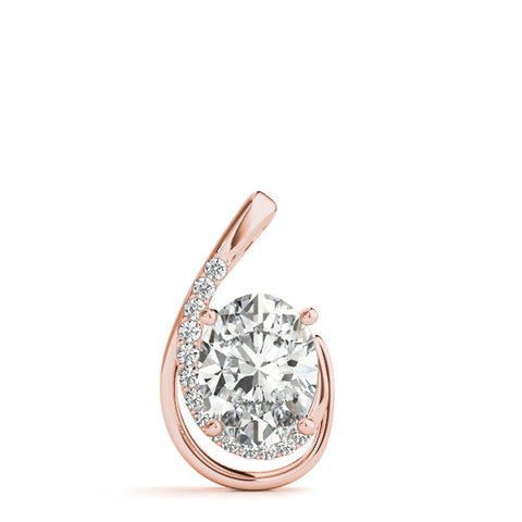 Rose gold Round Diamond Prong Set Swirl Pendant