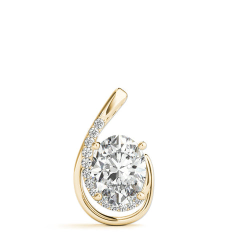 Yellow gold Round Diamond Prong Set Swirl Pendant