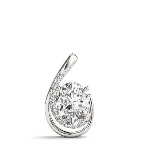 Silver Round Diamond Prong Set Swirl Pendant