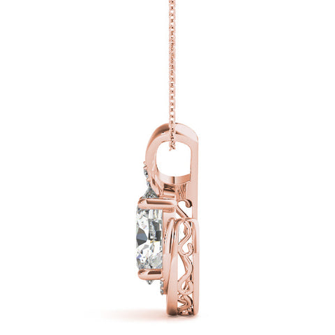 Rose gold Round Diamond Prong Set Swirl Pendant
