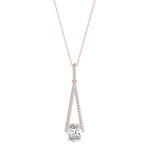 Rose gold Round Diamond V-Prong Pavé Pendant