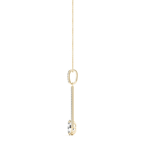 Yellow gold Round Diamond V-Prong Pavé Pendant