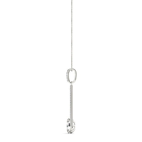 White gold Round Diamond V-Prong Pavé Pendant