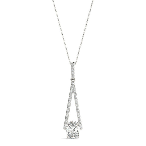 White gold Round Diamond V-Prong Pavé Pendant