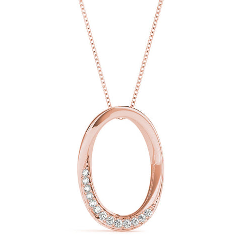 Rose gold Pavé Oval Twist Pendant with Round Diamonds and Prong Setting