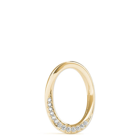 Yellow gold Pavé Oval Twist Pendant with Round Diamonds and Prong Setting