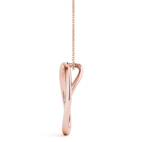 Rose gold Pavé Oval Twist Pendant with Round Diamonds and Prong Setting