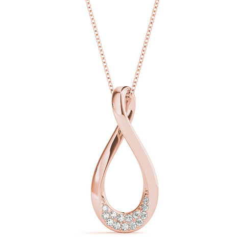 Rose gold Pavé Round Diamond Teardrop Pendant