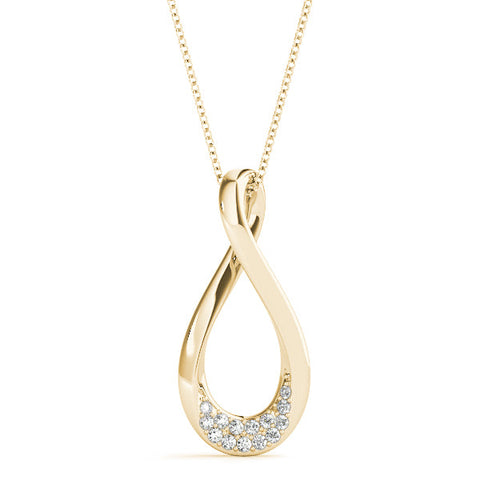 Yellow gold Pavé Round Diamond Teardrop Pendant