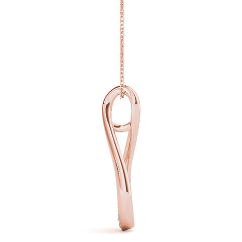 Rose gold Pavé Round Diamond Teardrop Pendant