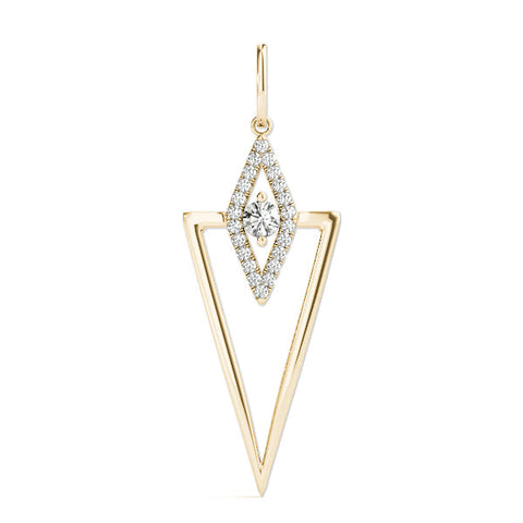 Yellow gold Diamond Marquise Halo Pendant with V-Prong Setting