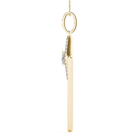 Yellow gold Diamond Marquise Halo Pendant with V-Prong Setting