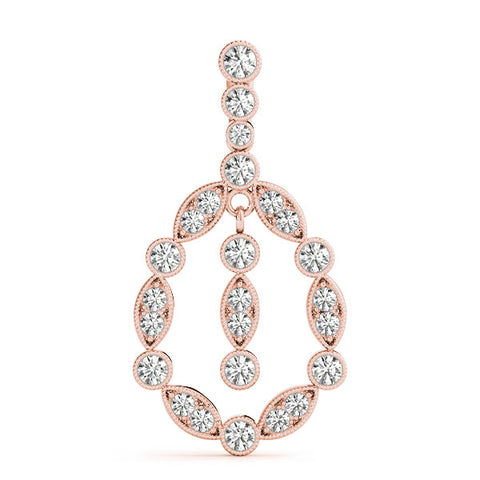 Rose gold Round and Marquise Diamond Milgrain Halo Pendant