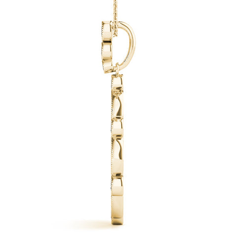 Yellow gold Round and Marquise Diamond Milgrain Halo Pendant