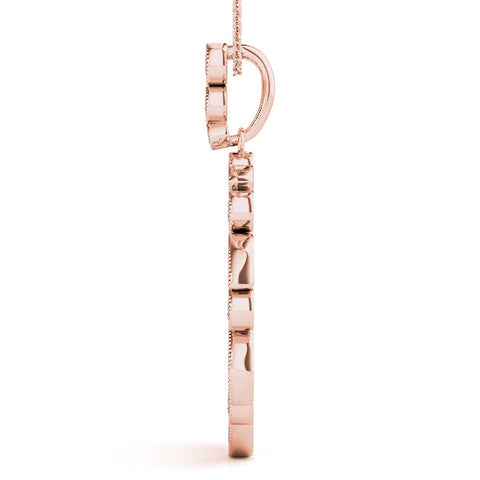 Rose gold Round and Marquise Cut Diamond Milgrain Halo Pendant
