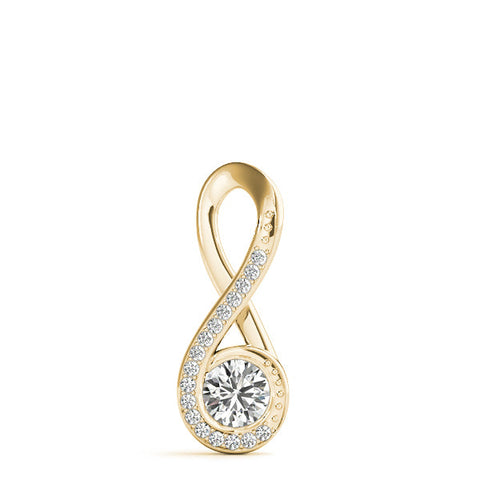 Yellow gold Infinity Pavé Round Diamond Bezel Pendant