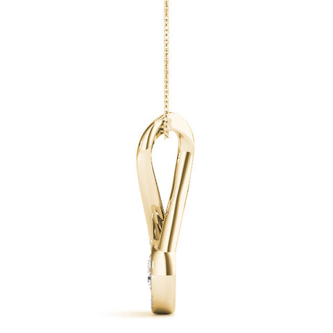 Yellow gold Infinity Pavé Round Diamond Bezel Pendant