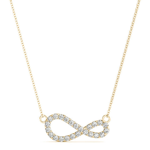Yellow gold Pavé Round Diamond Infinity Pendant with Prong Setting