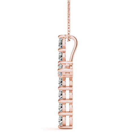 Rose gold Round Diamond Prong-Set Cross Pendant