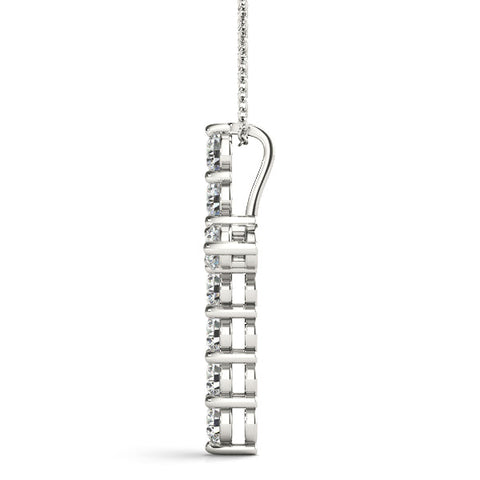 White gold Round Diamond Prong-Set Cross Pendant