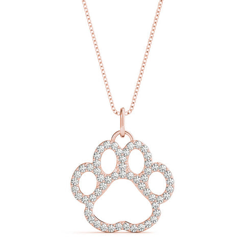 Rose gold Pavé Round Diamond Paw Pendant