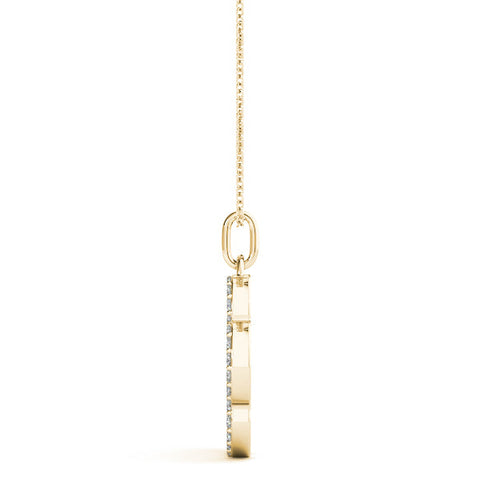 Yellow gold Pavé Round Diamond Paw Pendant