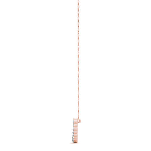 Rose gold Round Diamond V-Prong Bar Pendant
