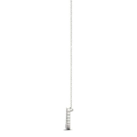 White gold Round Diamond V-Prong Bar Pendant