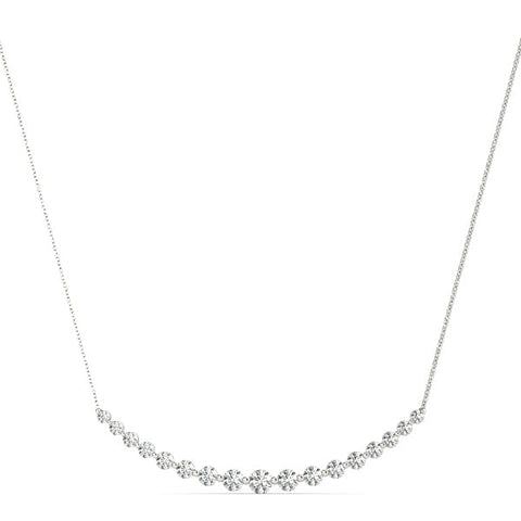 White gold Round Diamond V-Prong Bar Pendant