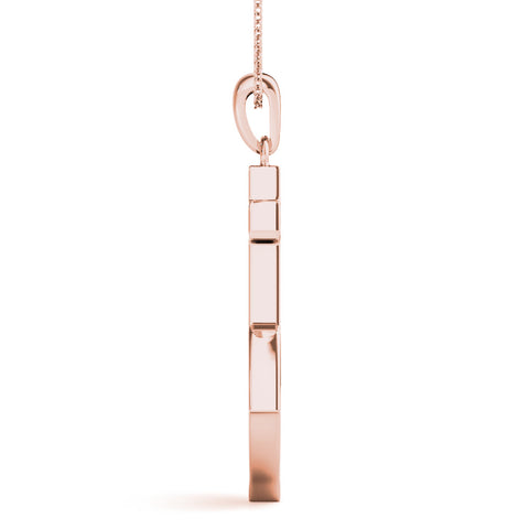 Rose gold Pavé Round Diamond Anchor Pendant with Four-Prong Setting