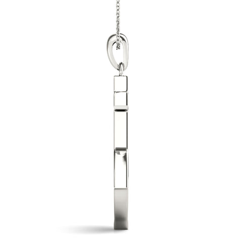 White gold Pavé Round Diamond Anchor Pendant with Four-Prong Setting