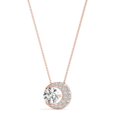 Rose gold Round Prong-Set Diamond Pavé Pendant