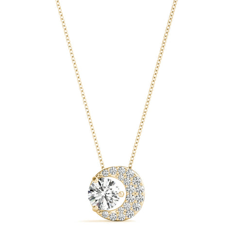 Yellow gold Round Prong-Set Diamond Pavé Pendant