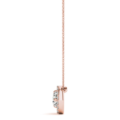 Rose gold Round Prong-Set Diamond Pavé Pendant