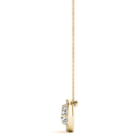 Yellow gold Round Prong-Set Diamond Pavé Pendant