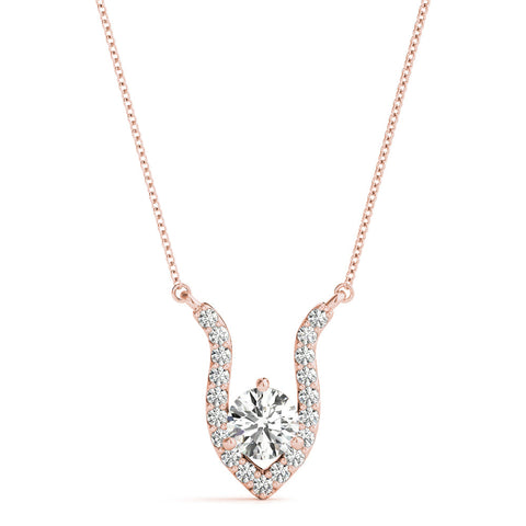 Rose gold Round Brilliant Halo Prong-Set Pendant
